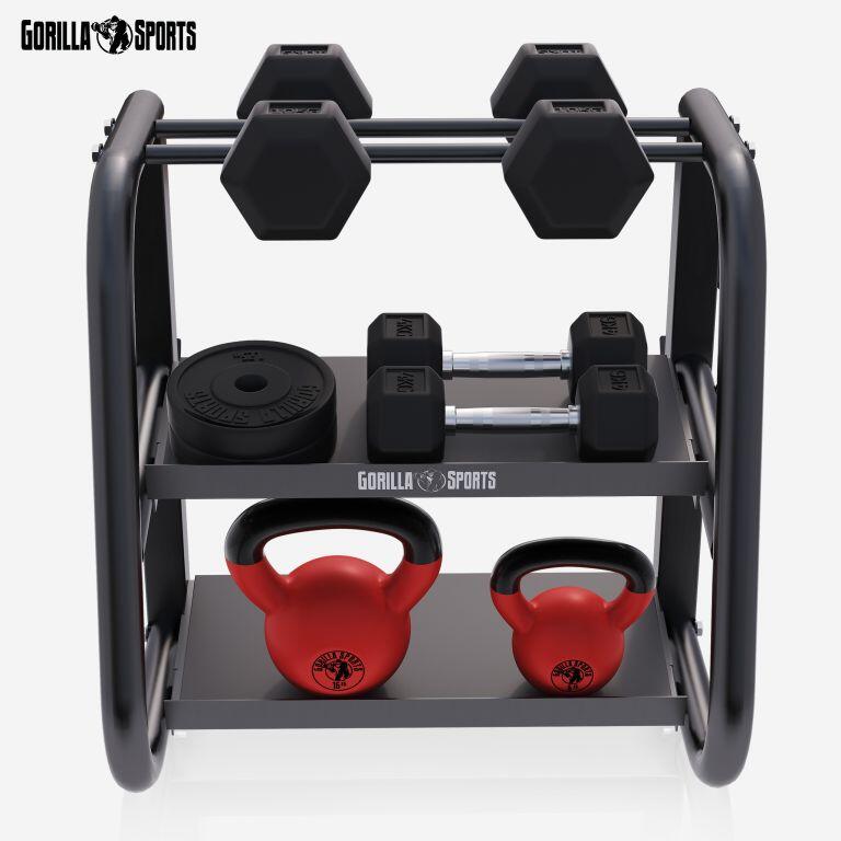 Hantelständer - Kurzhantel, Langhantel Ablage, Kettlebell Ständer, bis 300 kg 3/7