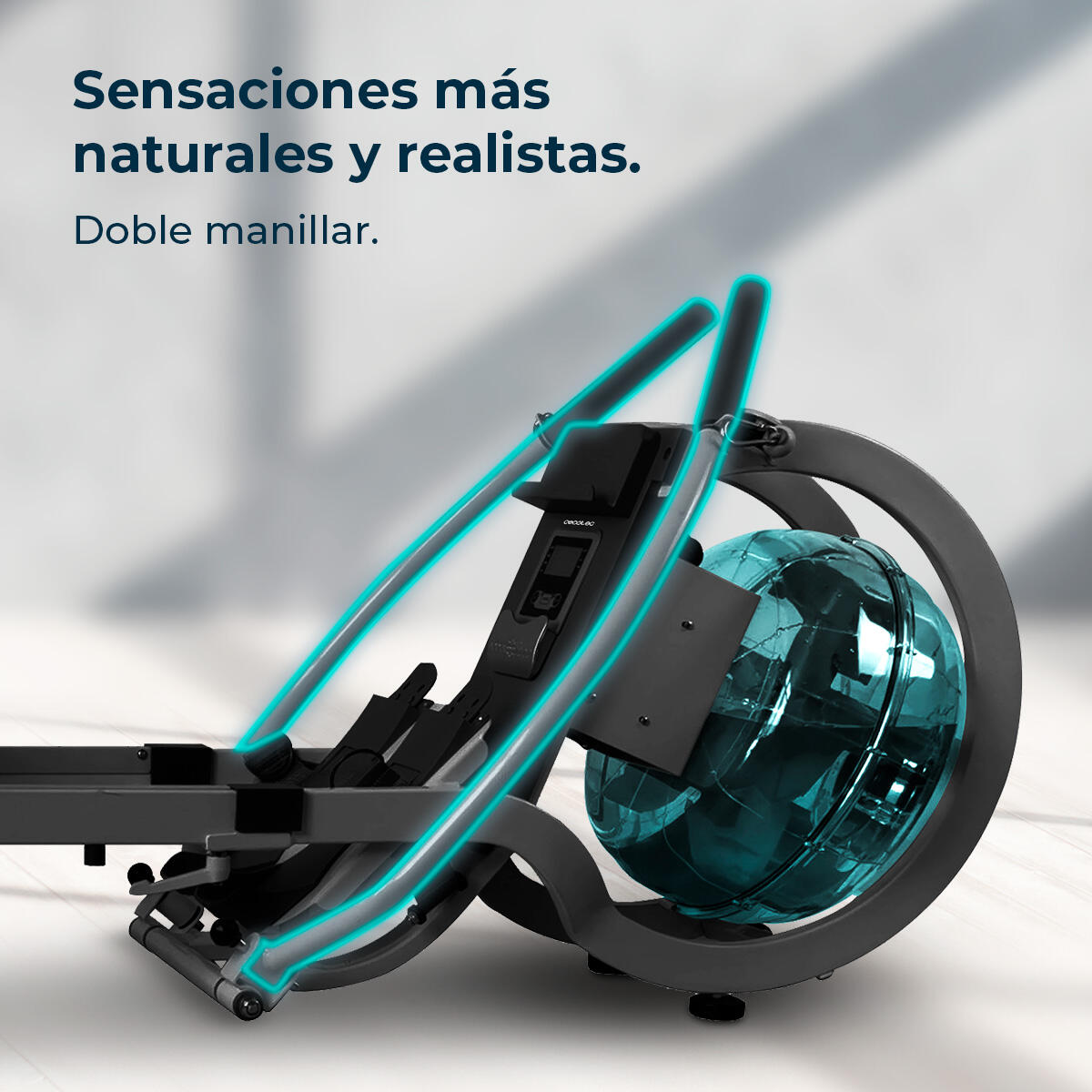 Cecotec Máquina de Remo de Agua Drumfit Rower 20000 Neptuno. Tanque de Agua 11 L 5/7