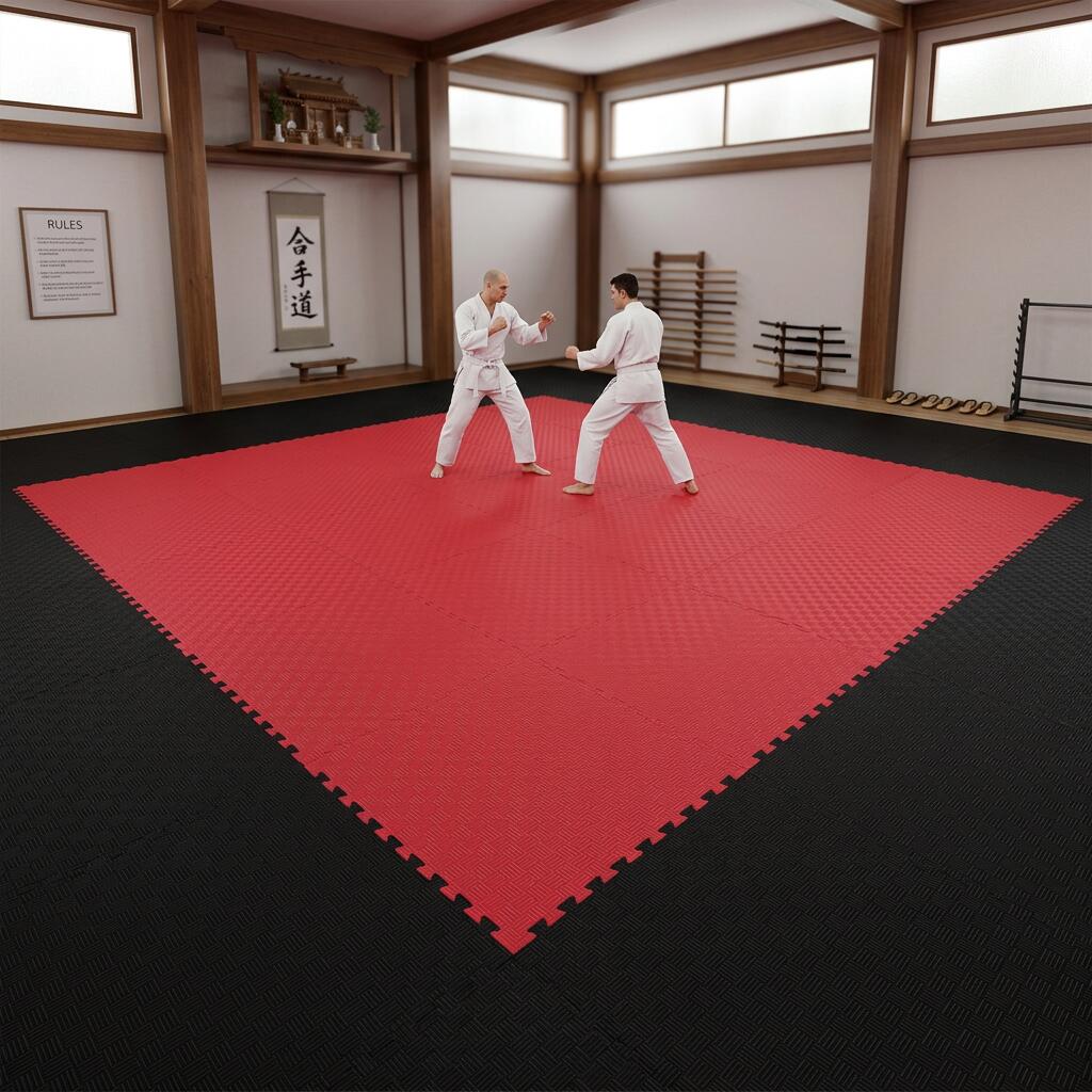 Tatami Puzzle EVA 1x1m 2cm - Pack de 2 Rojo-Negro 9/10