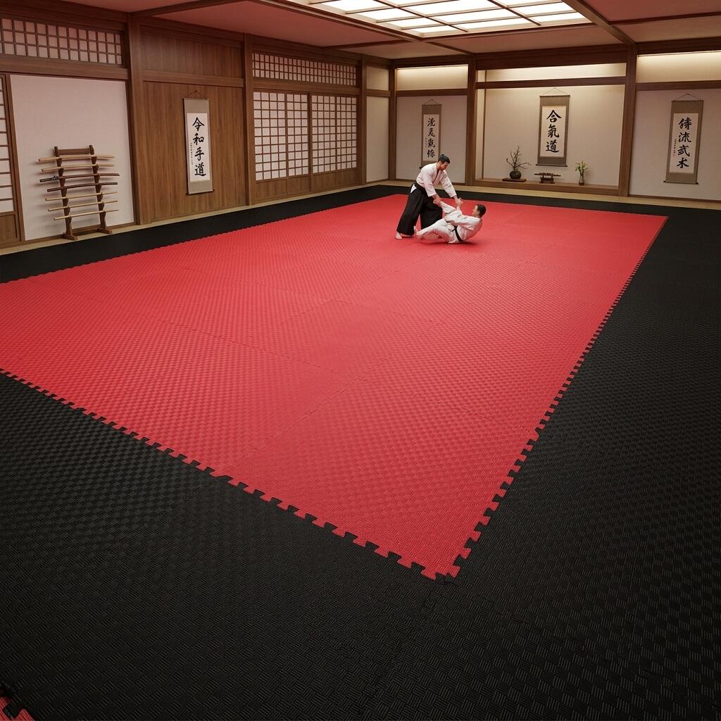 Tatami Puzzle EVA 1x1m 2cm - Pack de 2 Rojo-Negro 8/10