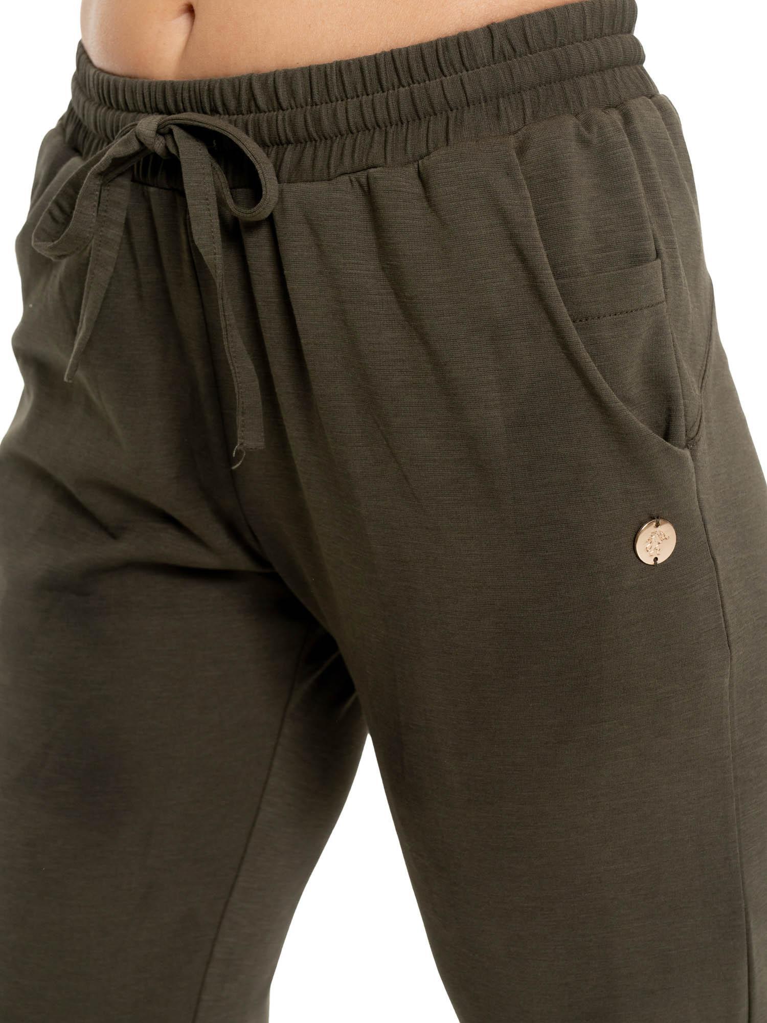 Calça de moletom feminina estilo safari urbano 3/5