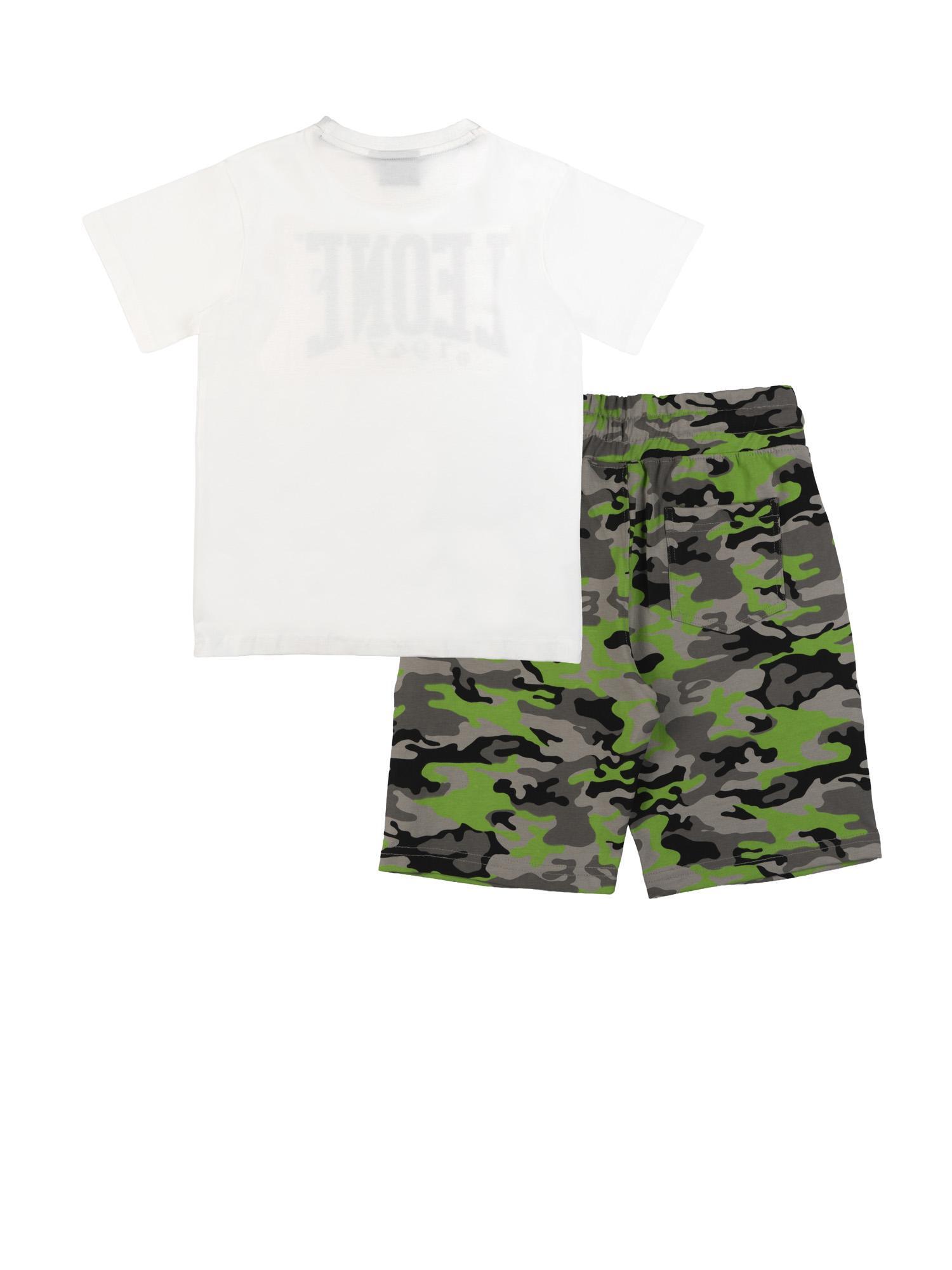 Komplet dziecięcy T-shirt + szorty bermudy Military Fluo