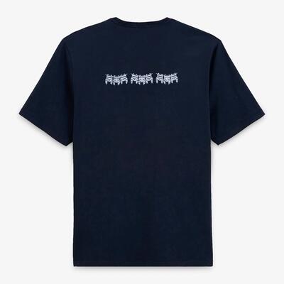Magliette a girocollo Théo in cotone blu navy con ricamo sul retro
