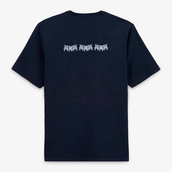 Magliette a girocollo Théo in cotone blu navy con ricamo sul retro