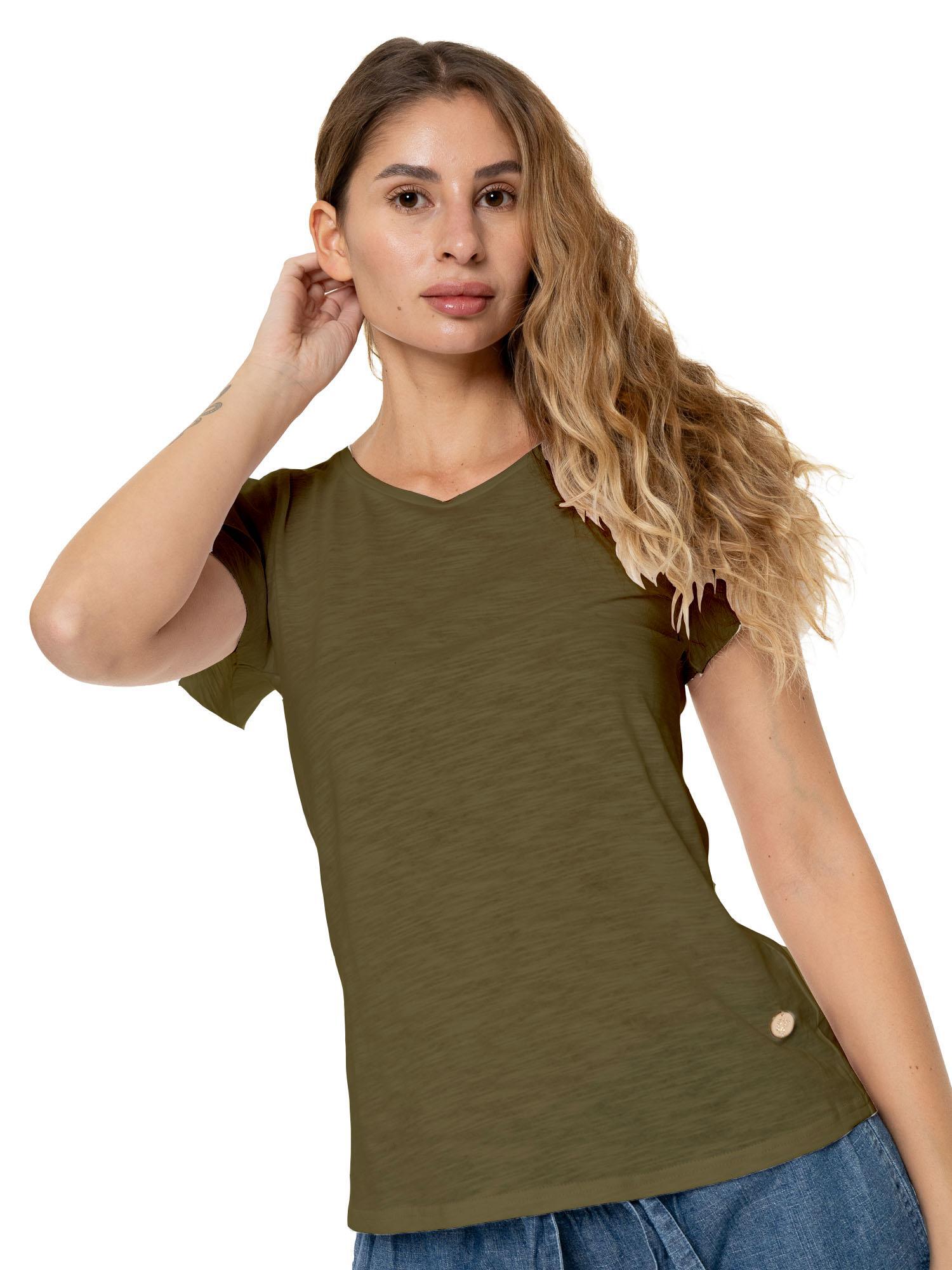Camiseta feminina de manga curta estilo safari urbano 5/5