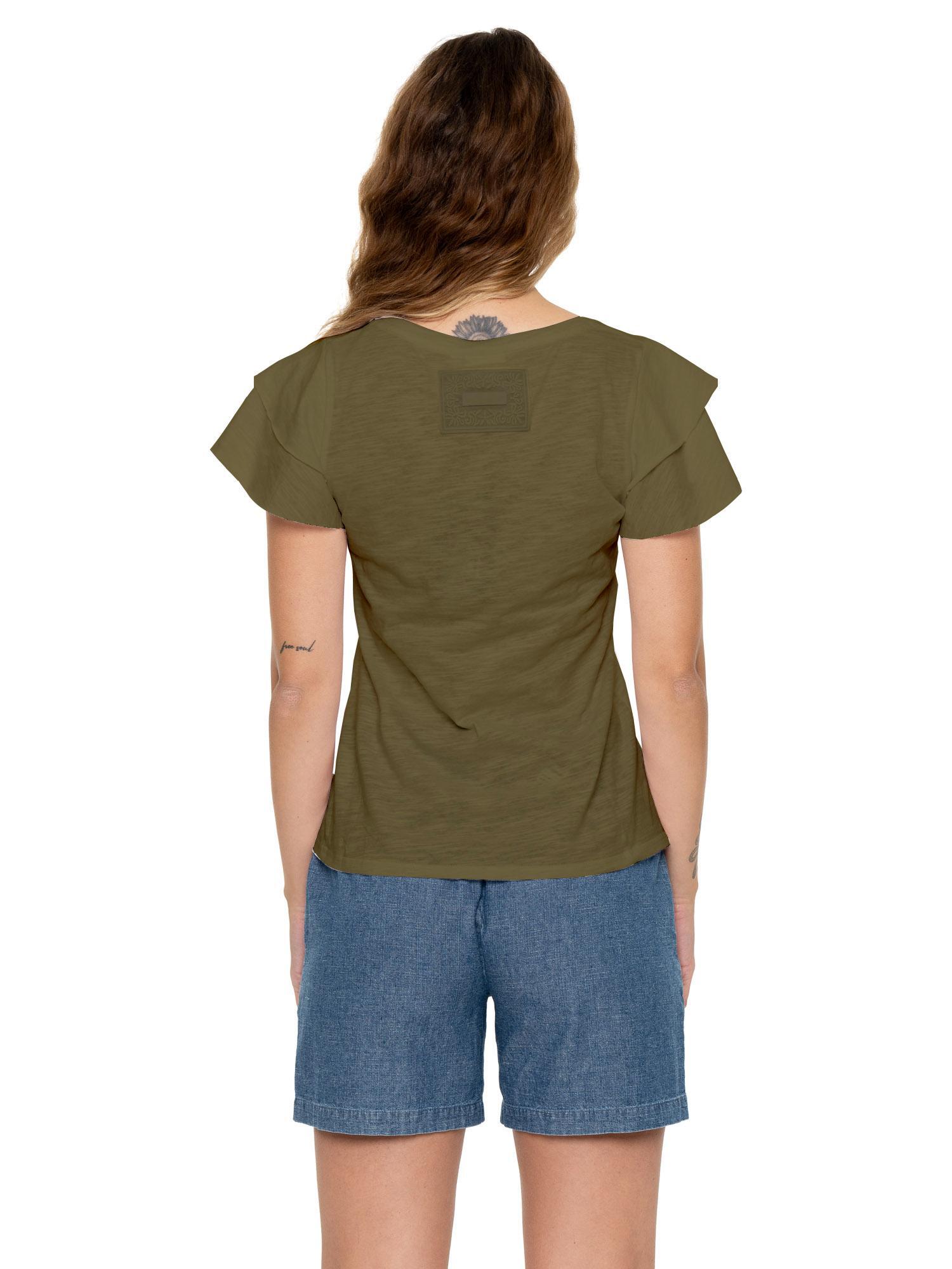Camiseta feminina de manga curta estilo safari urbano 4/5