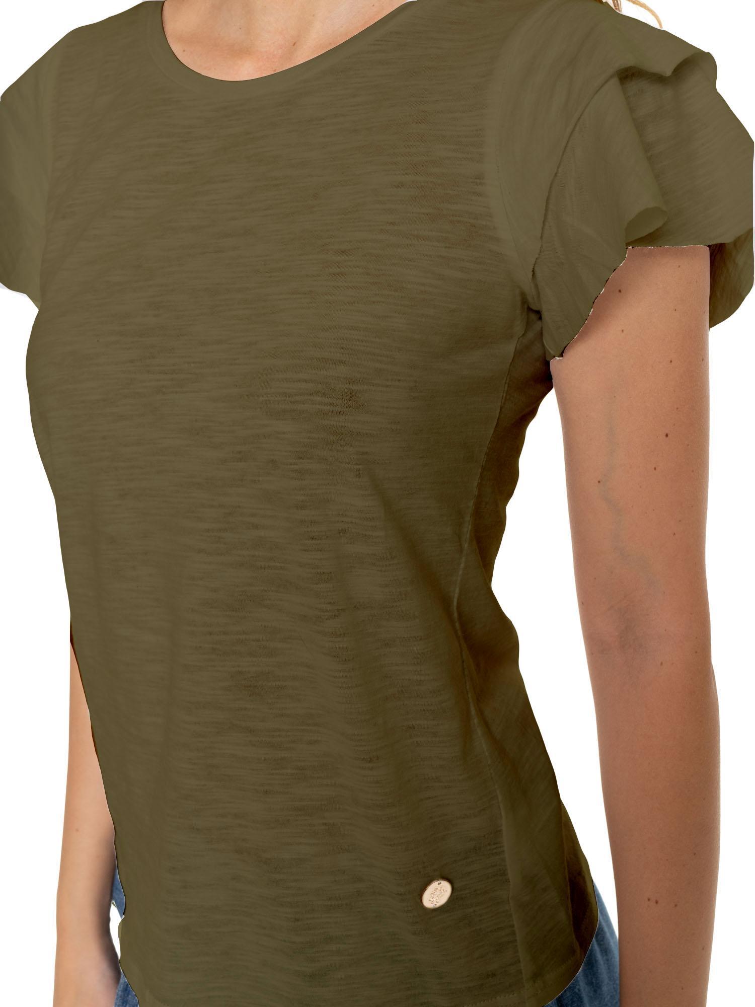 Camiseta feminina de manga curta estilo safari urbano 3/5