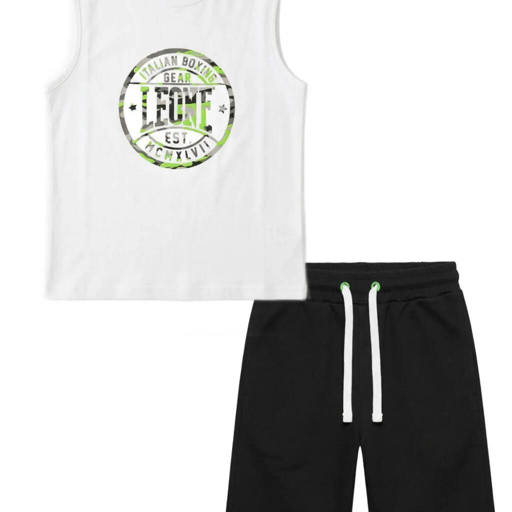 Boys' Military Fluo Tank Top + Bermuda Shorts Set