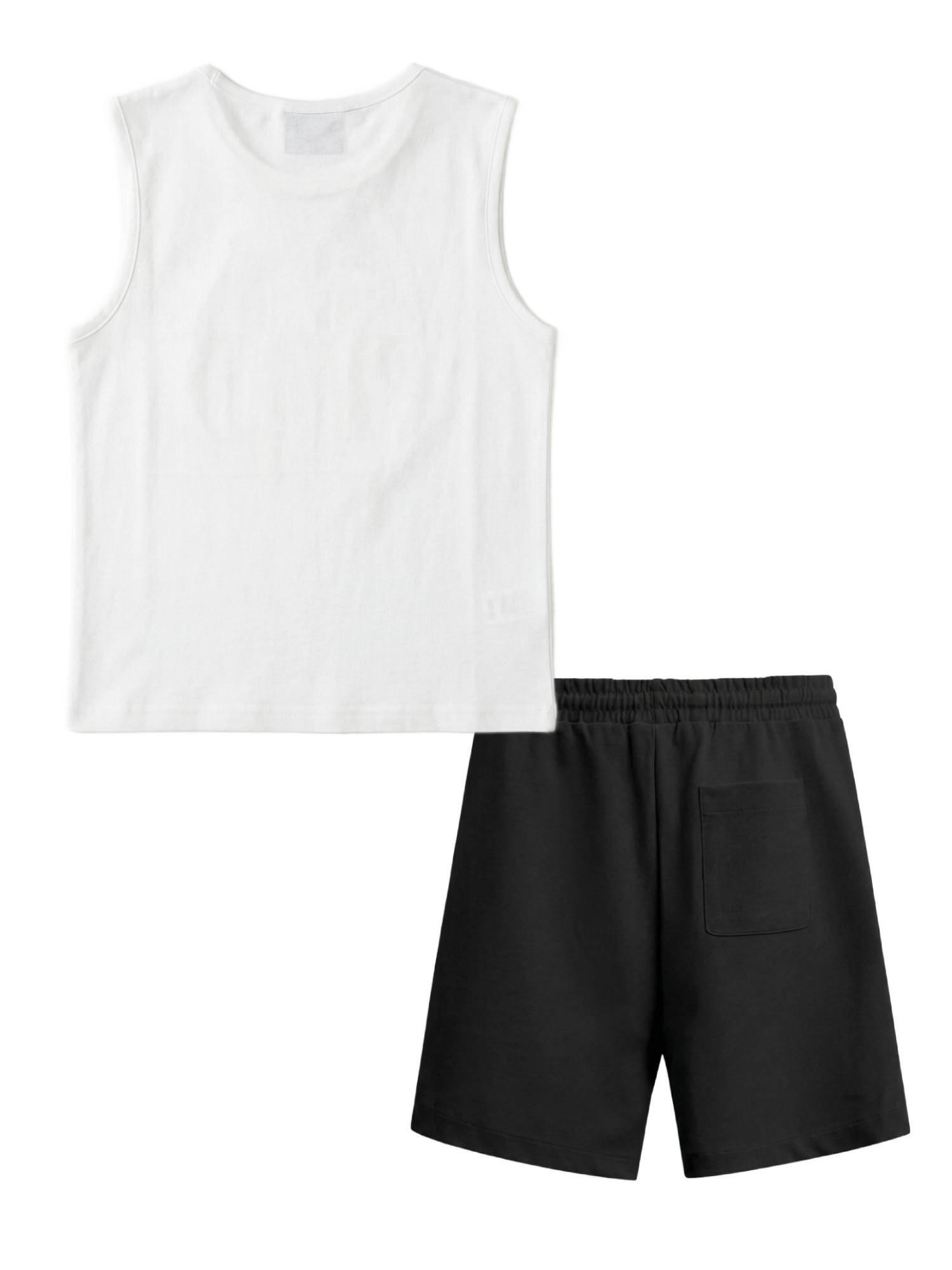 Militaire fluo tanktop en bermudashort set voor jongens 2/3