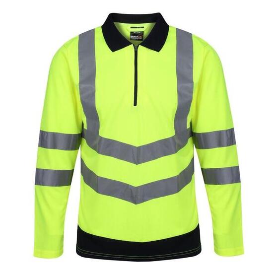 Polo Manches Longues Adulte (Jaune / Bleu Marine)