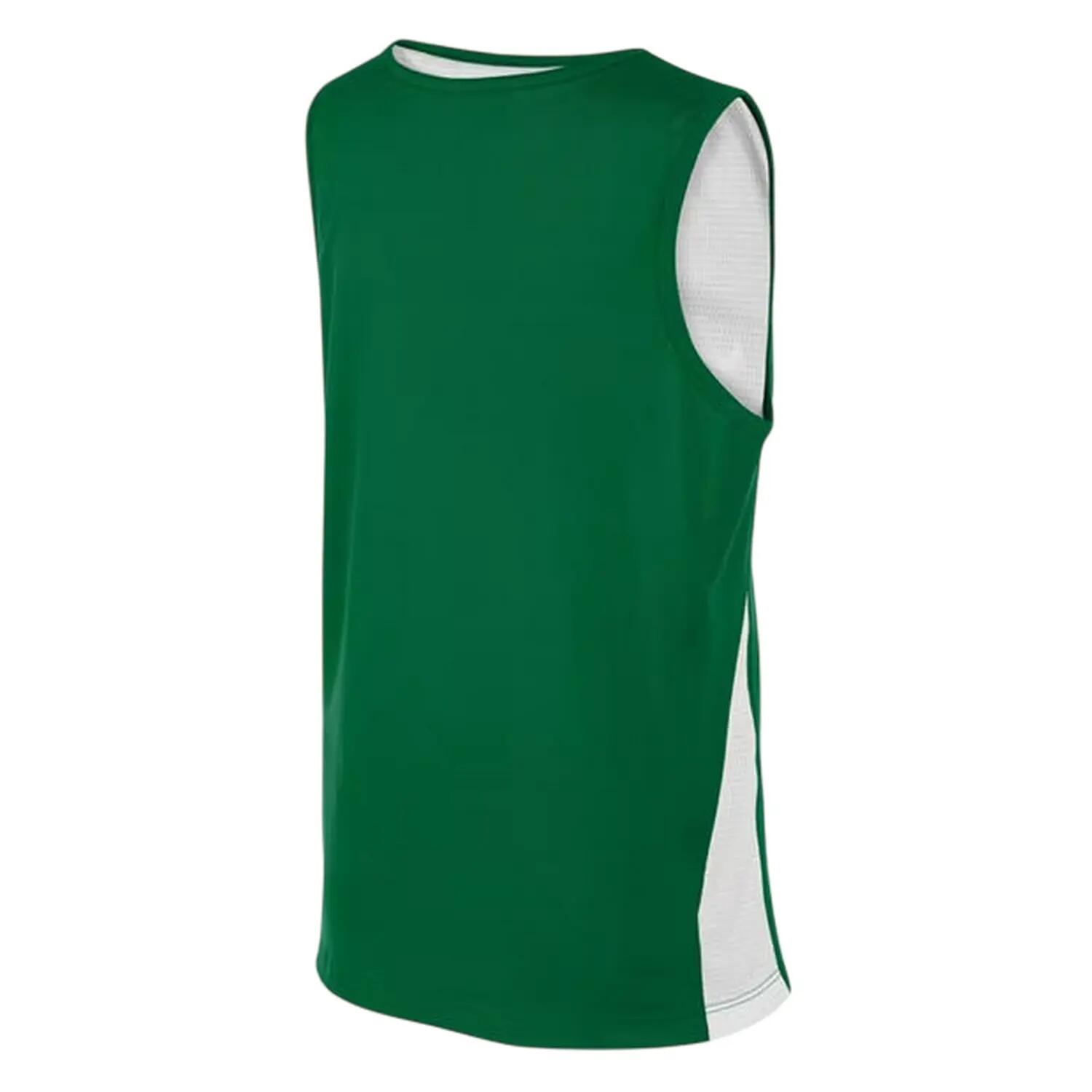 BasketballTrikot für , VAusschnitt, Ärmellos Kinder Tannengrün/Weiß 2/3