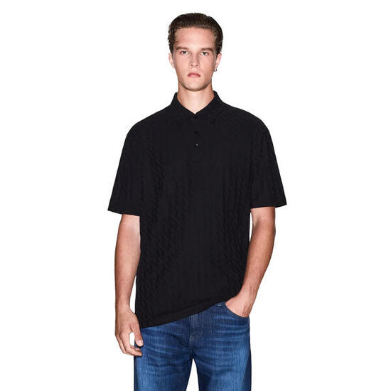 Polo Motif/style Géométrique Homme (Noir)