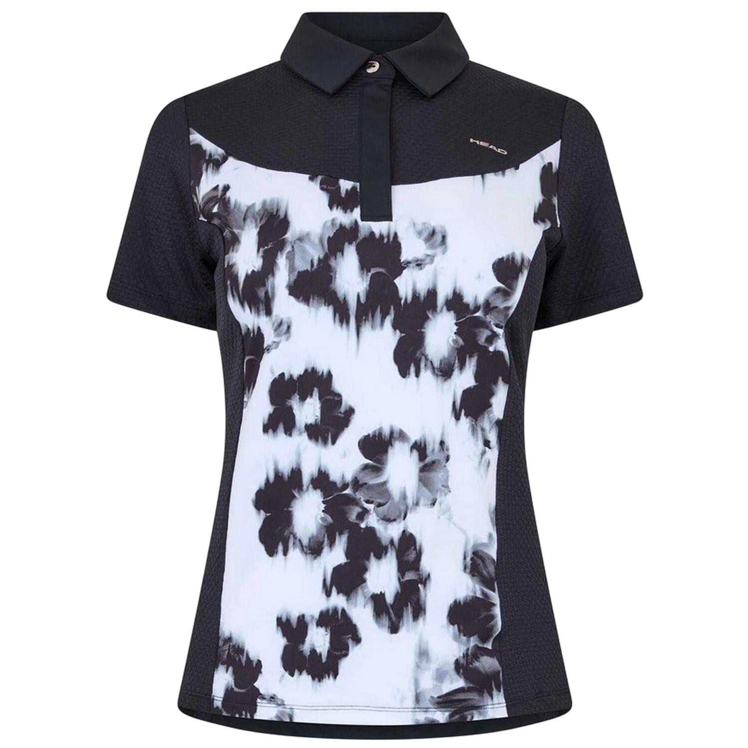 Polo Motif/style Floral Femme (Noir / Blanc) 1/4