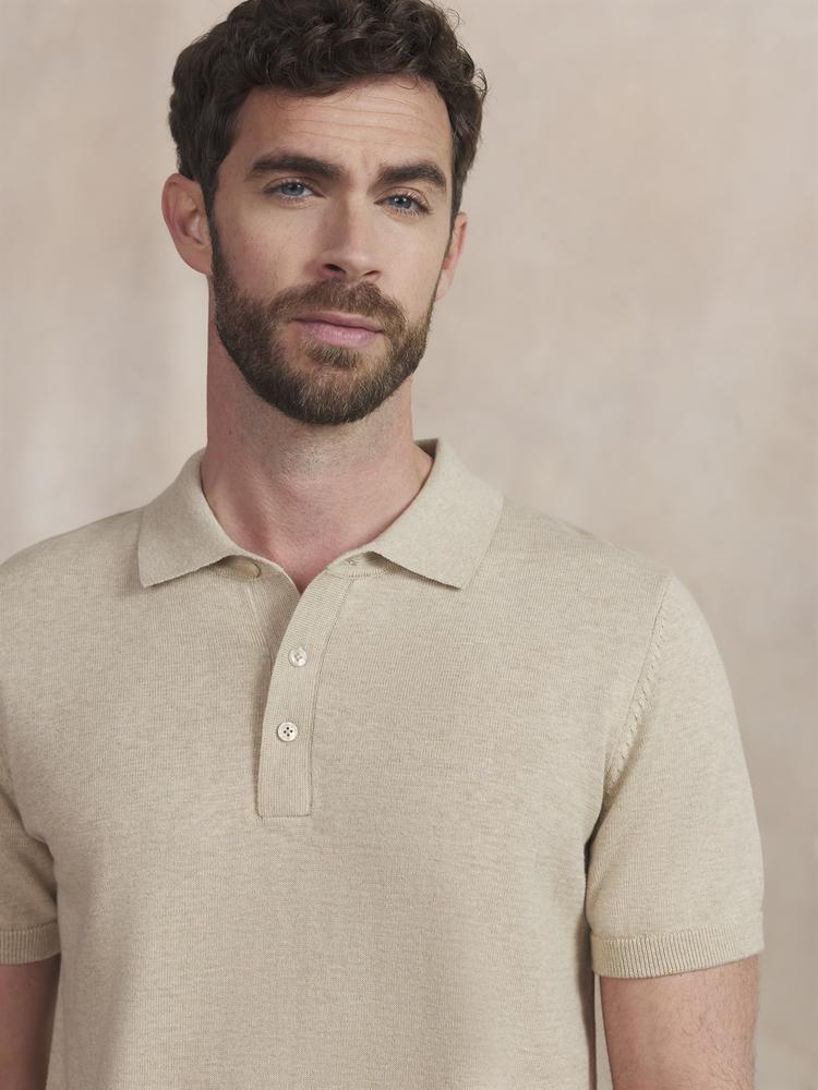 Polo - Casual - Homme - Coupe ajustée, col boutonné - ARIONPOL - beige 3/5