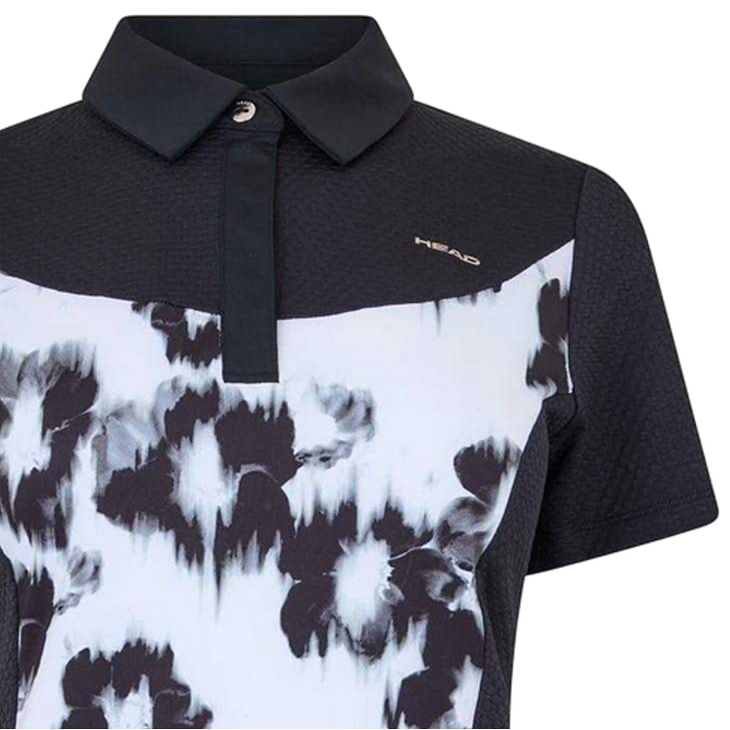 Polo Motif/style Floral Femme (Noir / Blanc) 4/4