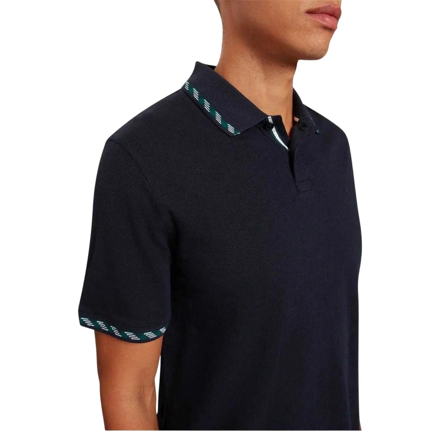 Poloshirt für , Jacquard, kurzärmlig Herren Marine 4/5