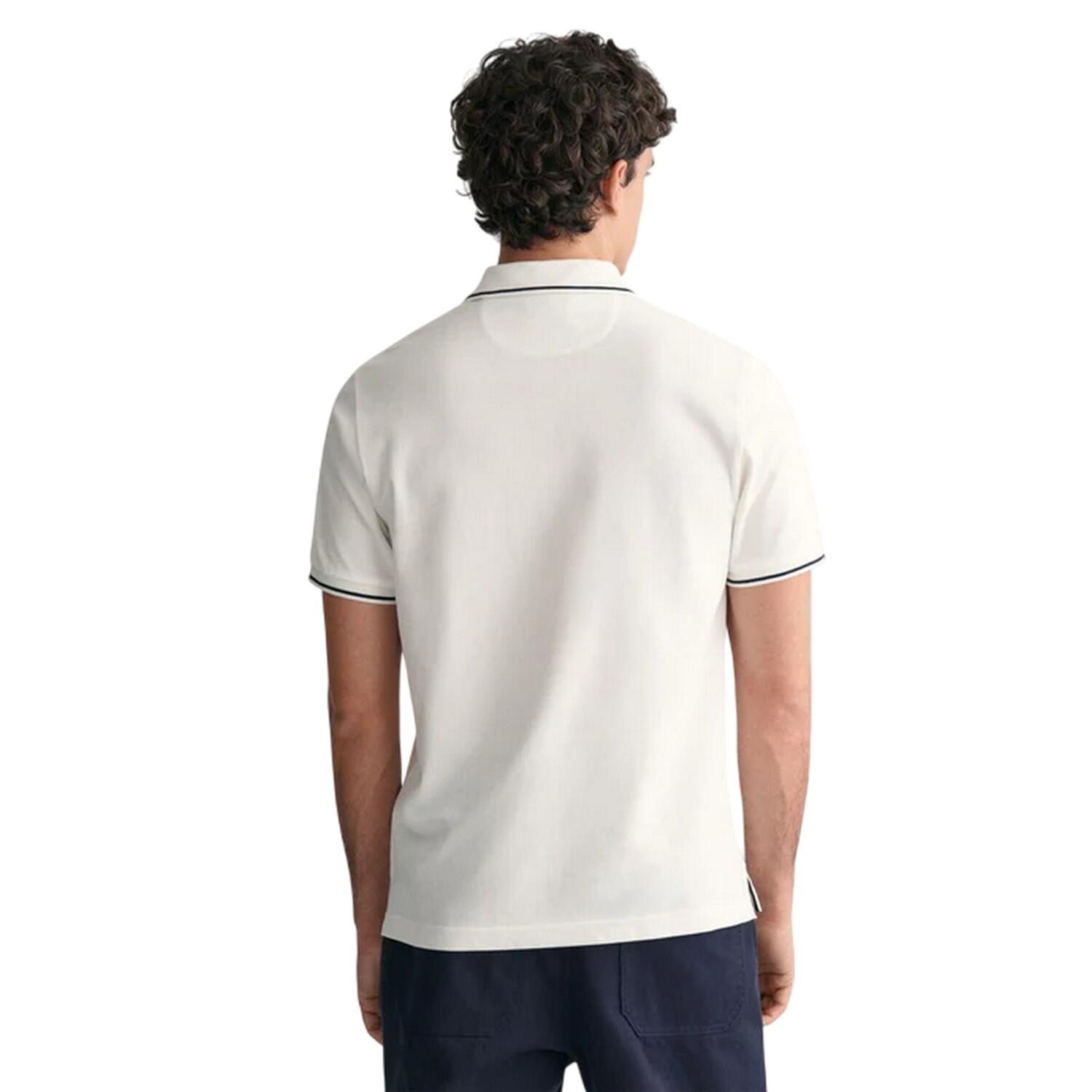 Mens Embroidered Pique Polo Shirt (White) 3/5