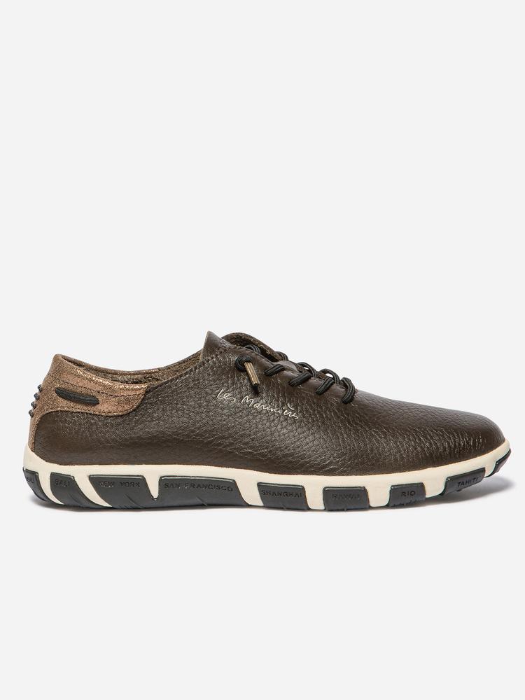 Baskets Sport Femme - Cuir, lacets - JAZLACE Marron 2/5