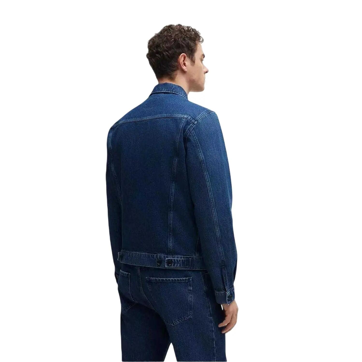 Mens Straight Hem Denim Jacket (Medium Blue) 3/4