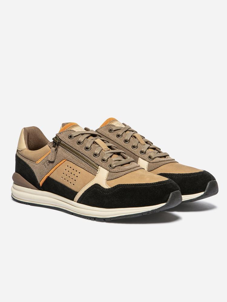 Baskets - sport - homme - zippées, cuir, talon 30 mm - STÈVANE - beige/noir 5/5