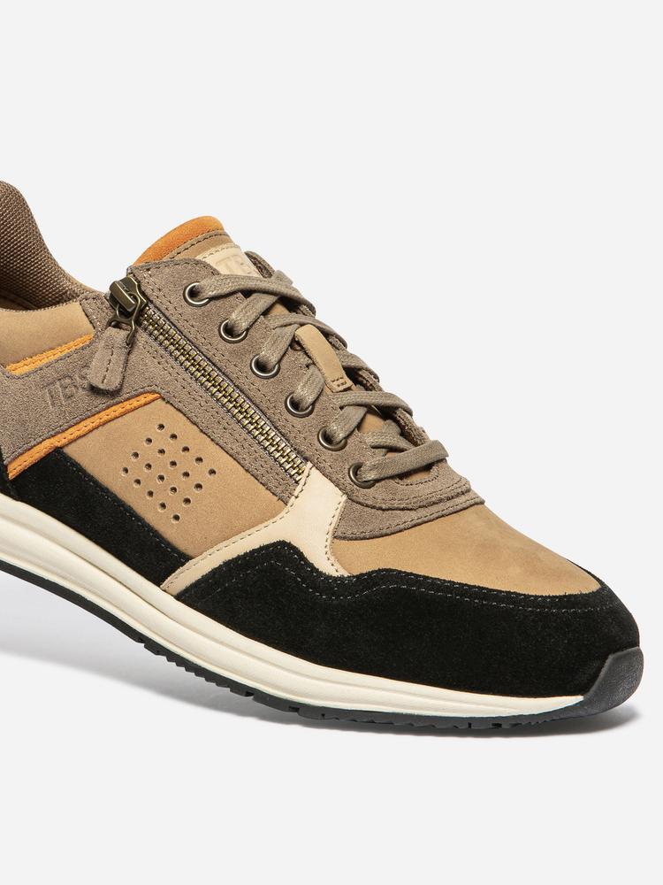 Baskets - sport - homme - zippées, cuir, talon 30 mm - STÈVANE - beige/noir 3/5