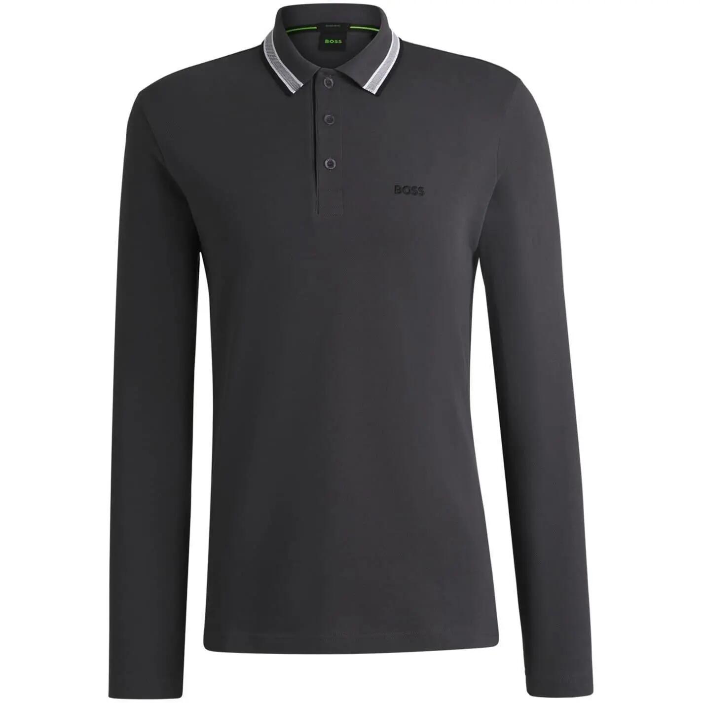 Poloshirt für , Baumwolle, Langärmlig Herren Dunkelgrau 2/5