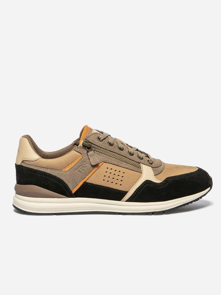 Baskets - sport - homme - zippées, cuir, talon 30 mm - STÈVANE - beige/noir 2/5