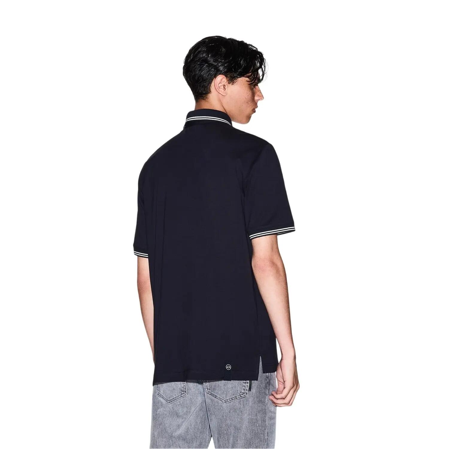 Mens Embroidered Collared Polo Shirt (Navy) 3/3