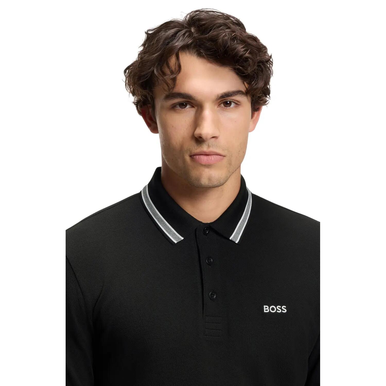 Maglietta Polo Manica Lunga Uomo Boss Plisy Nero 4/4