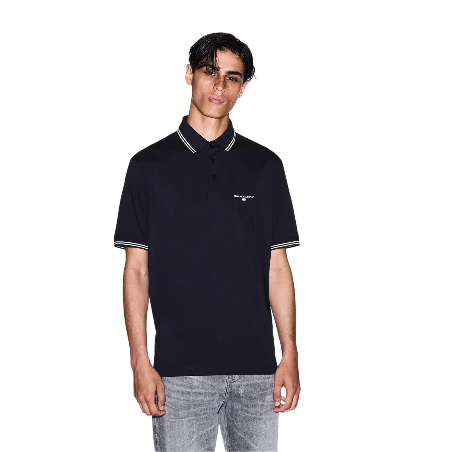 Mens Embroidered Collared Polo Shirt (Navy) 2/3