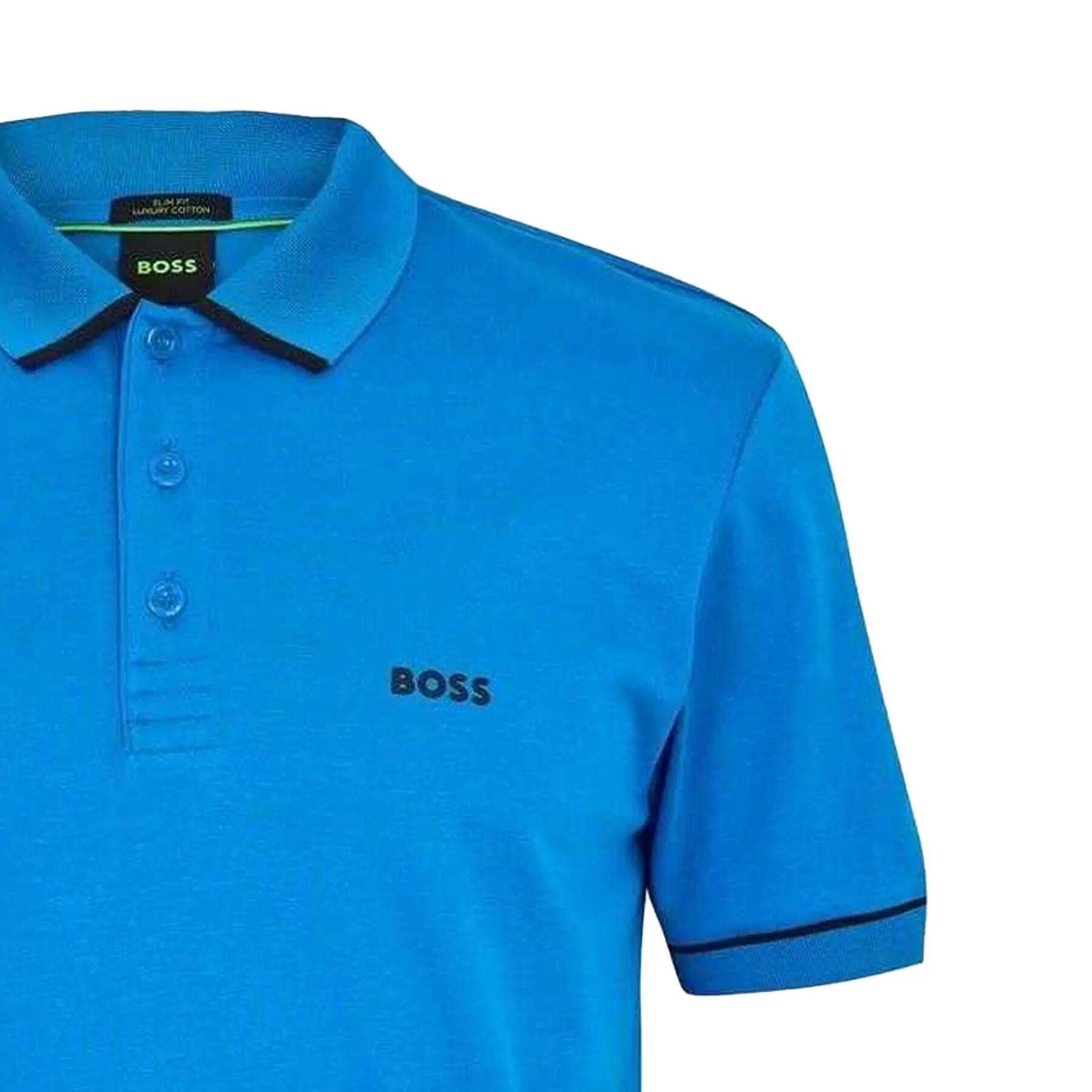 Maglietta Polo Maniche Corte Uomo Boss Paule Blu 3/3