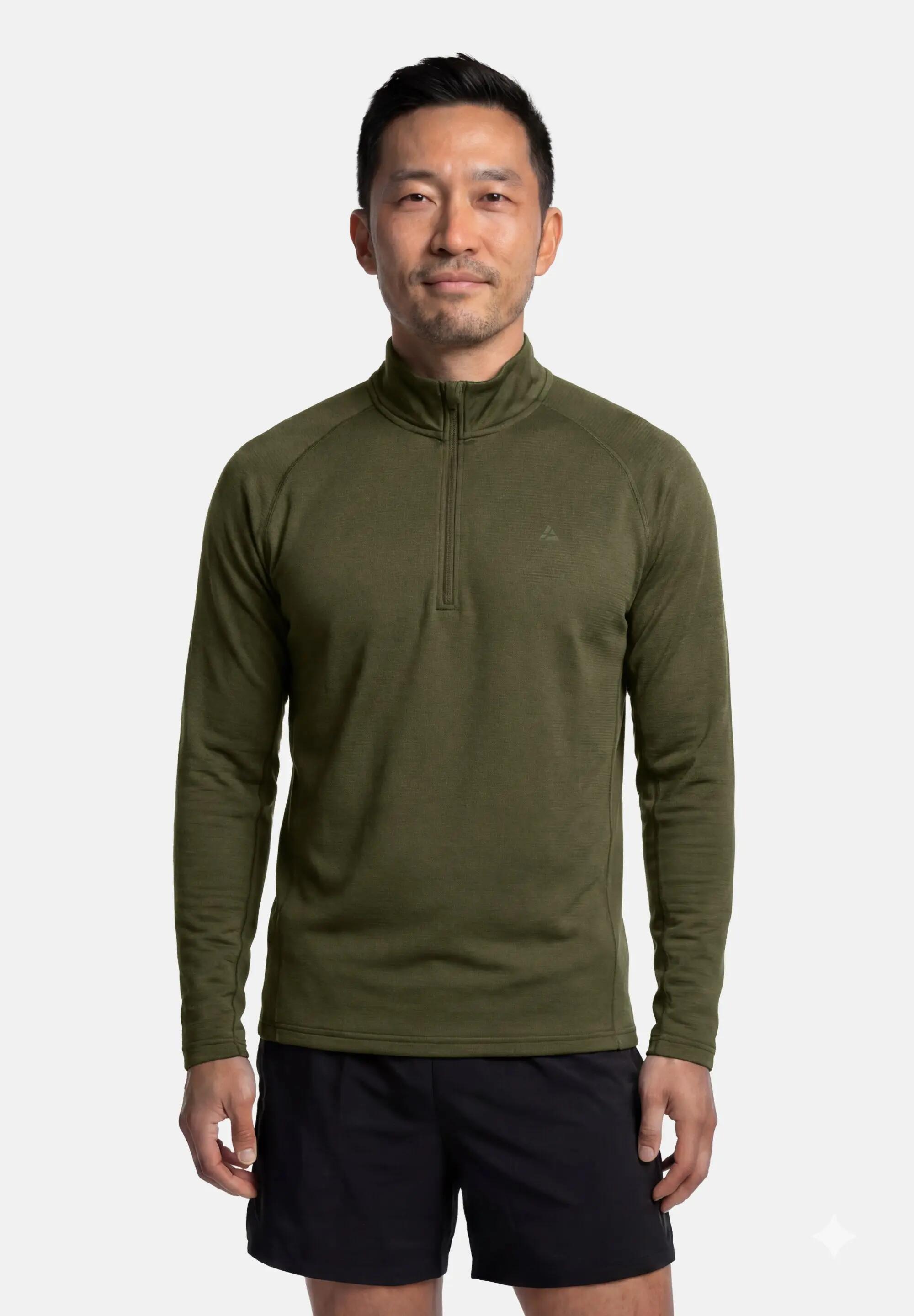 Maglia running mezza zip uomo midlayer leggero poliestere riciclato 2/5