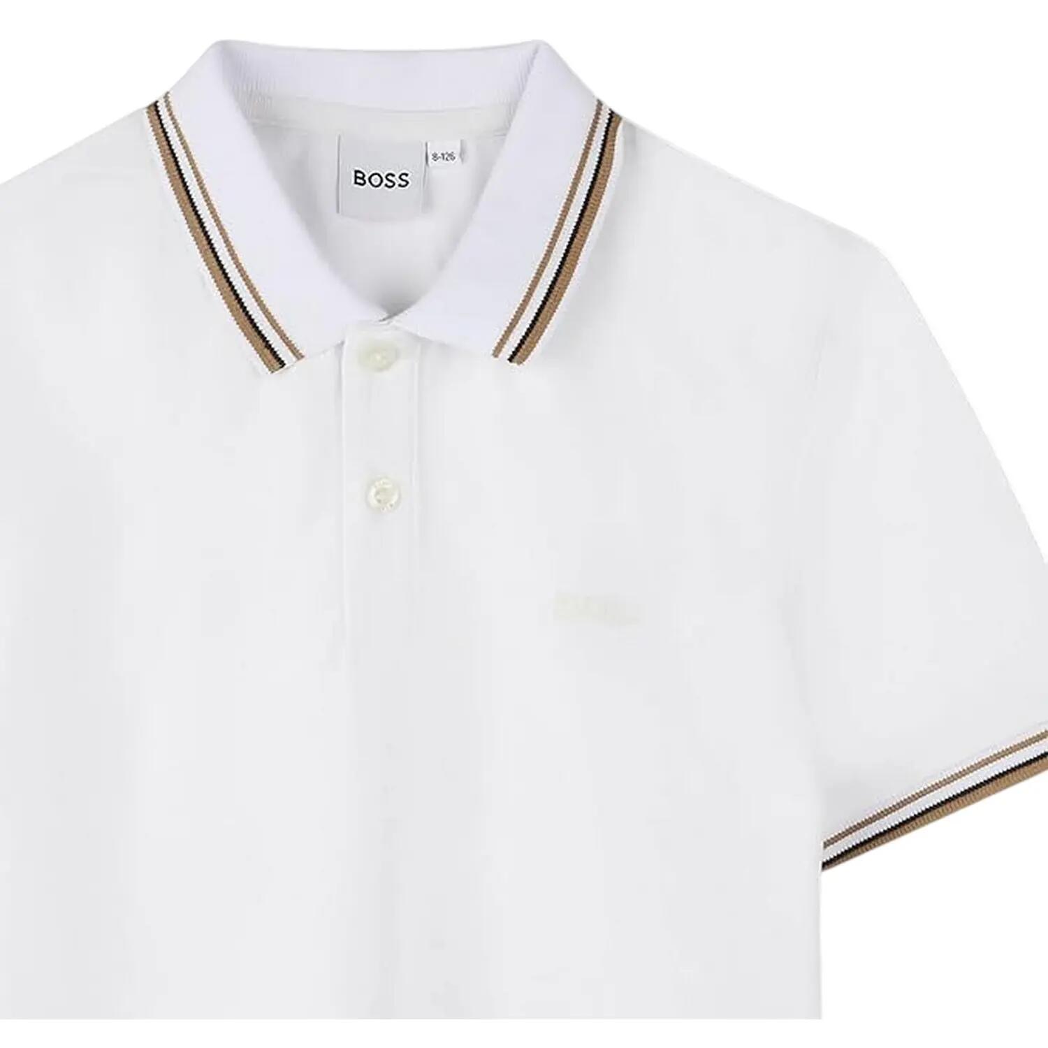 Maglietta Polo Logo Bambini Boss Bianco 3/3