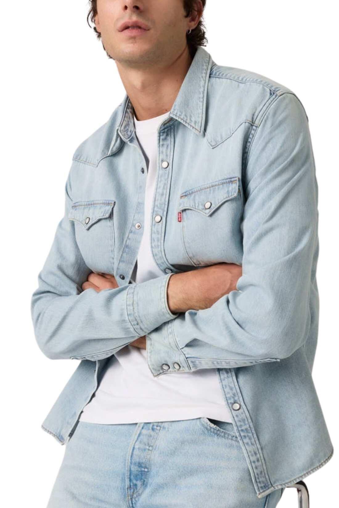 Camisa masculina Western Barstow - azul claro 4/4