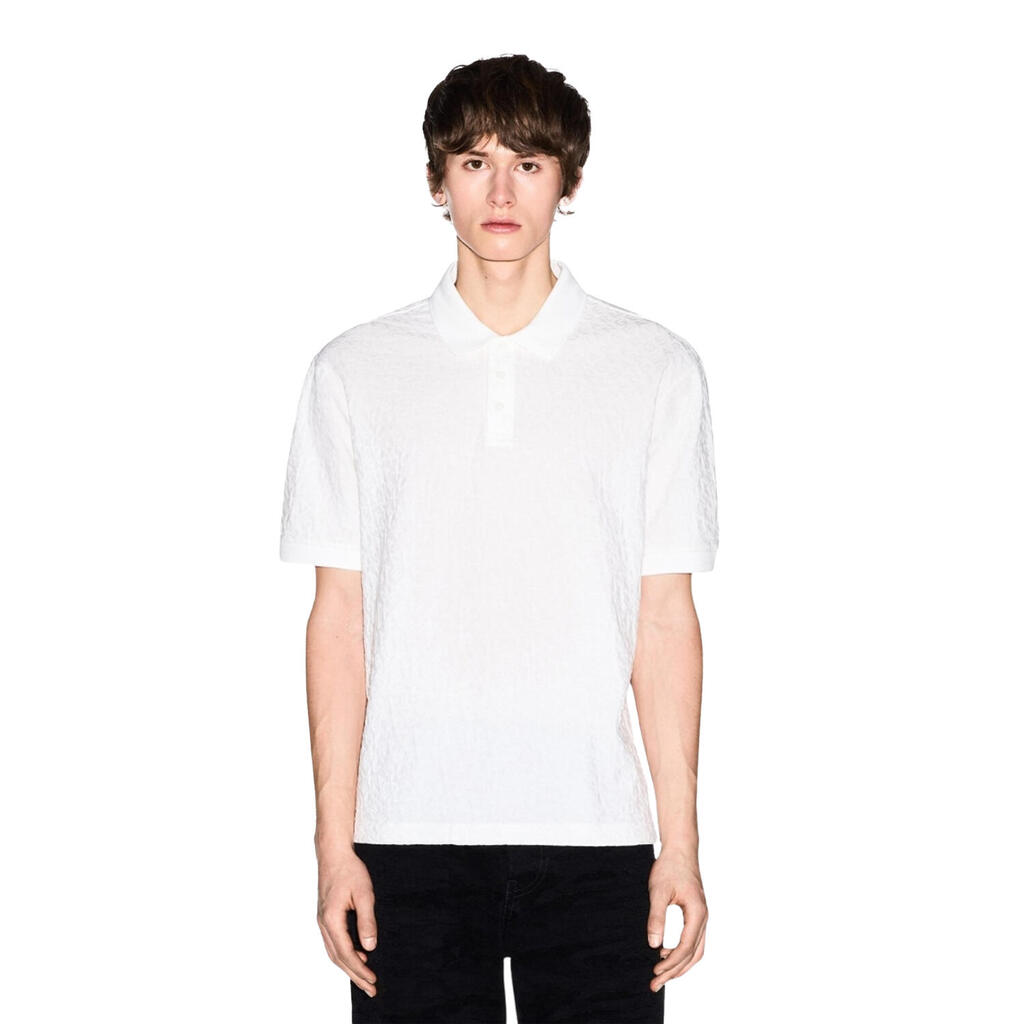 Mens Geometric Collared Polo Shirt (Off White)