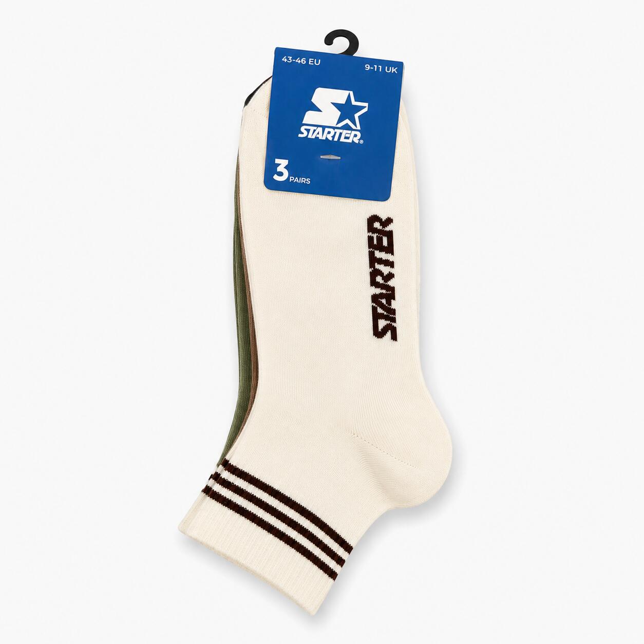 Men’s Crew Socks 3Pack MARRONE-CREMA-VERDE POLVERE 3/4