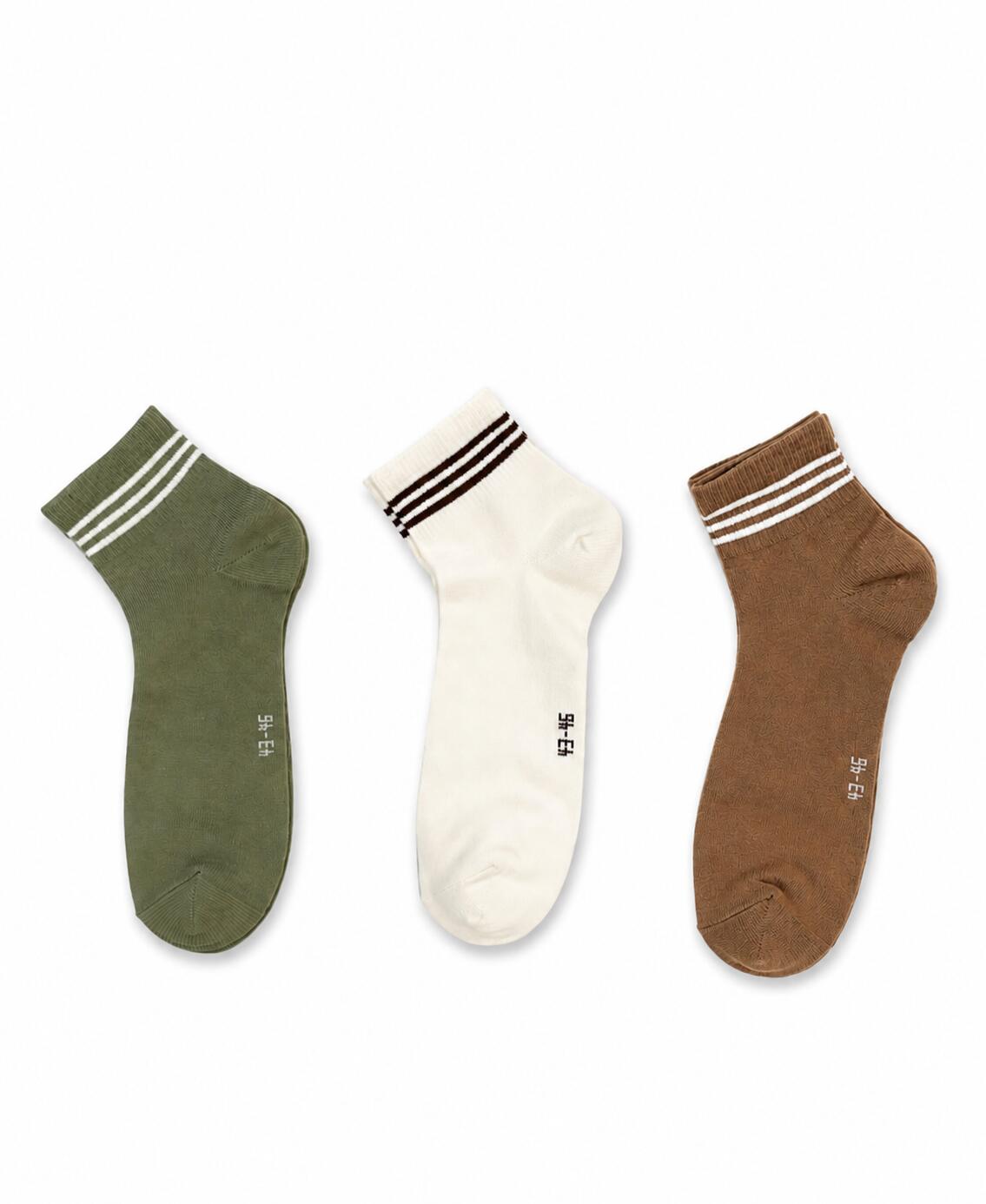 Men’s Crew Socks 3Pack MARRONE-CREMA-VERDE POLVERE 2/4