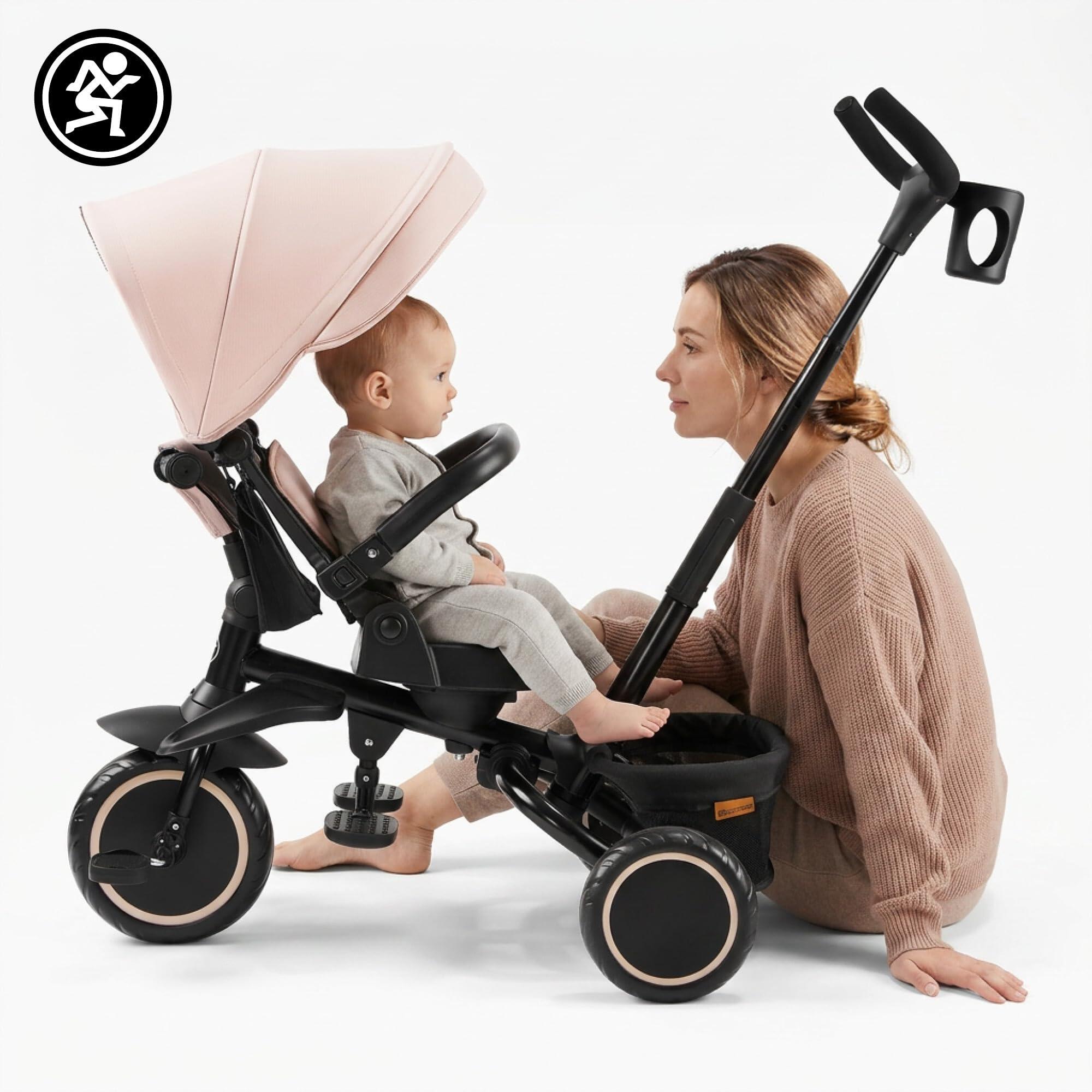 Triciclo evolutivo - sedile 360° pieghevole - tobi timber - beige 2/9
