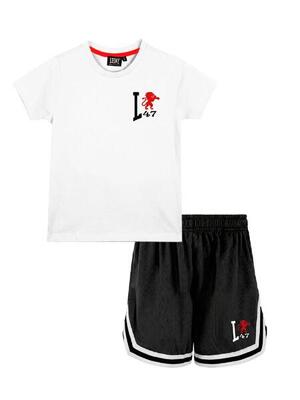 Jongensset: t-shirt + bermudashort van mesh