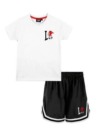 Jungen-Set: T-Shirt + Bermuda-Shorts aus Mesh
