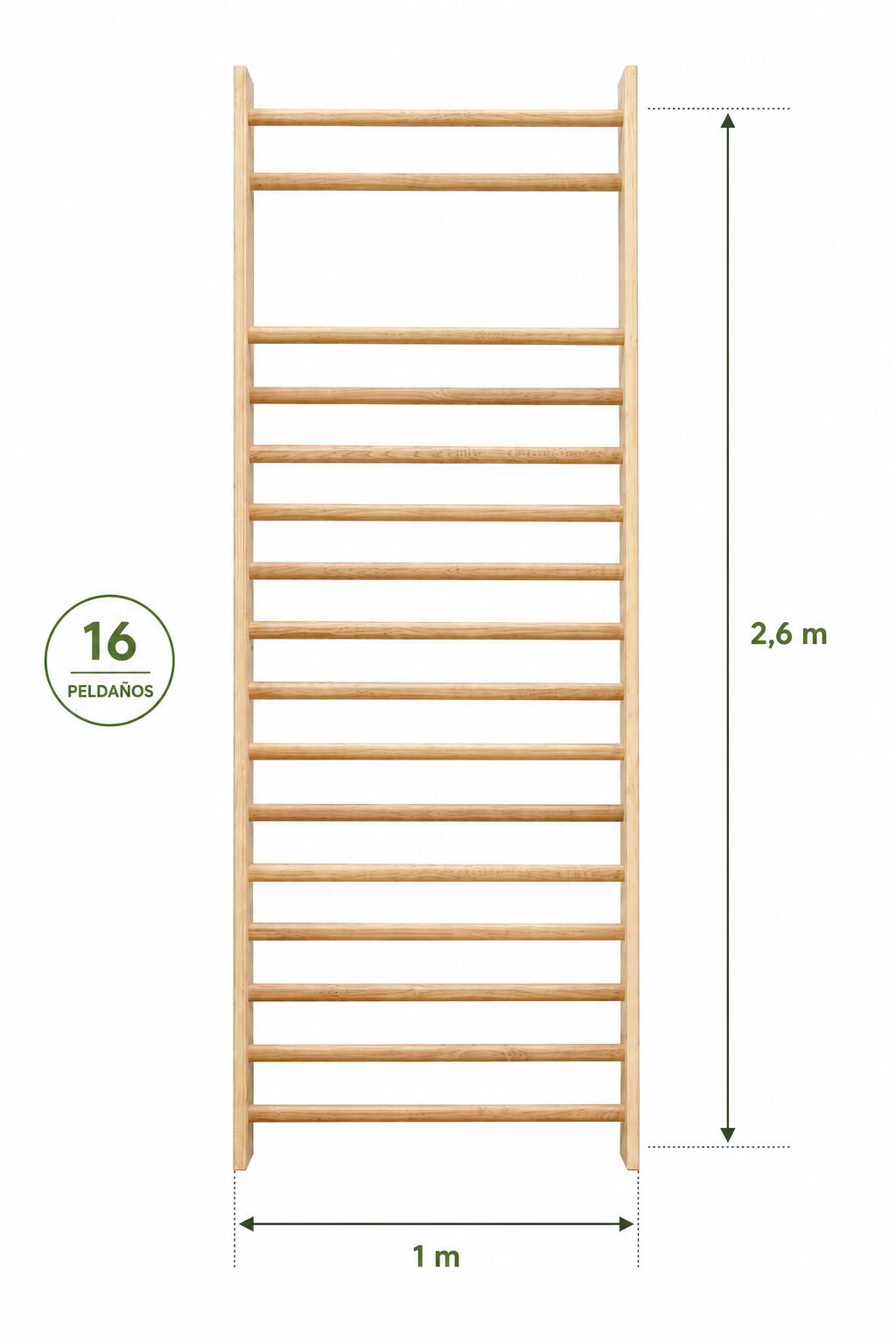Espaldera Madera de Haya 2,6 m x 1 m Fitness 2/3