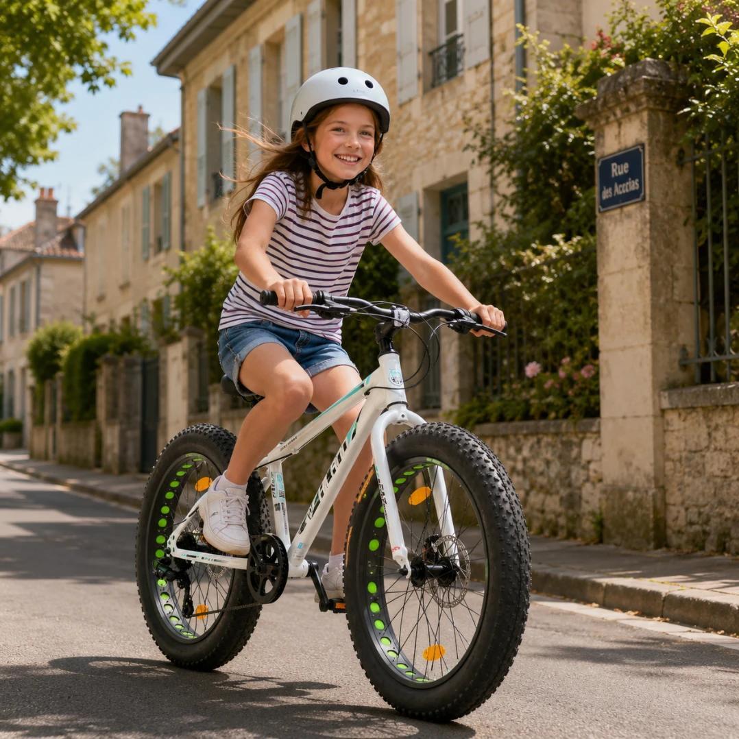 VTT Fille Garçon Fatbike 20/24/26 pouces 7 Vitesses Freins à Disque 5/6