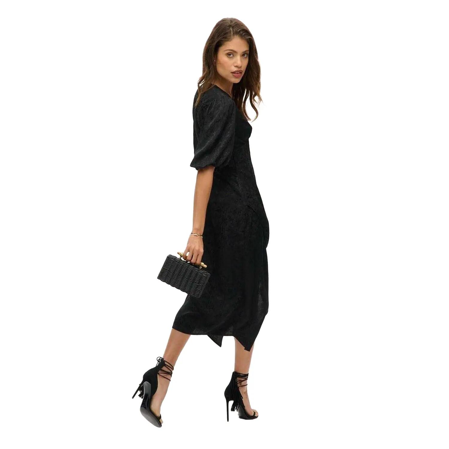 Abito A Fascia Floreale Scollo A V Maniche Corte Donna Superdry Nero 2/4