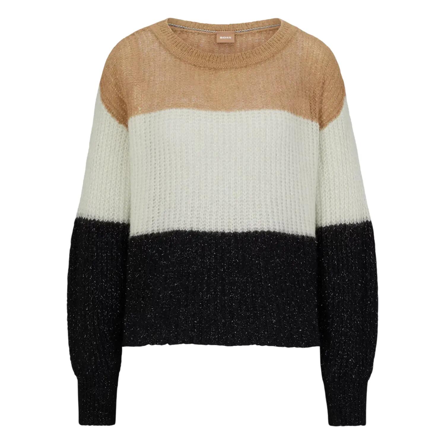 Pullover Top für , Rundhalsausschnitt Damen Schwarz/Weiß/Beige 2/6