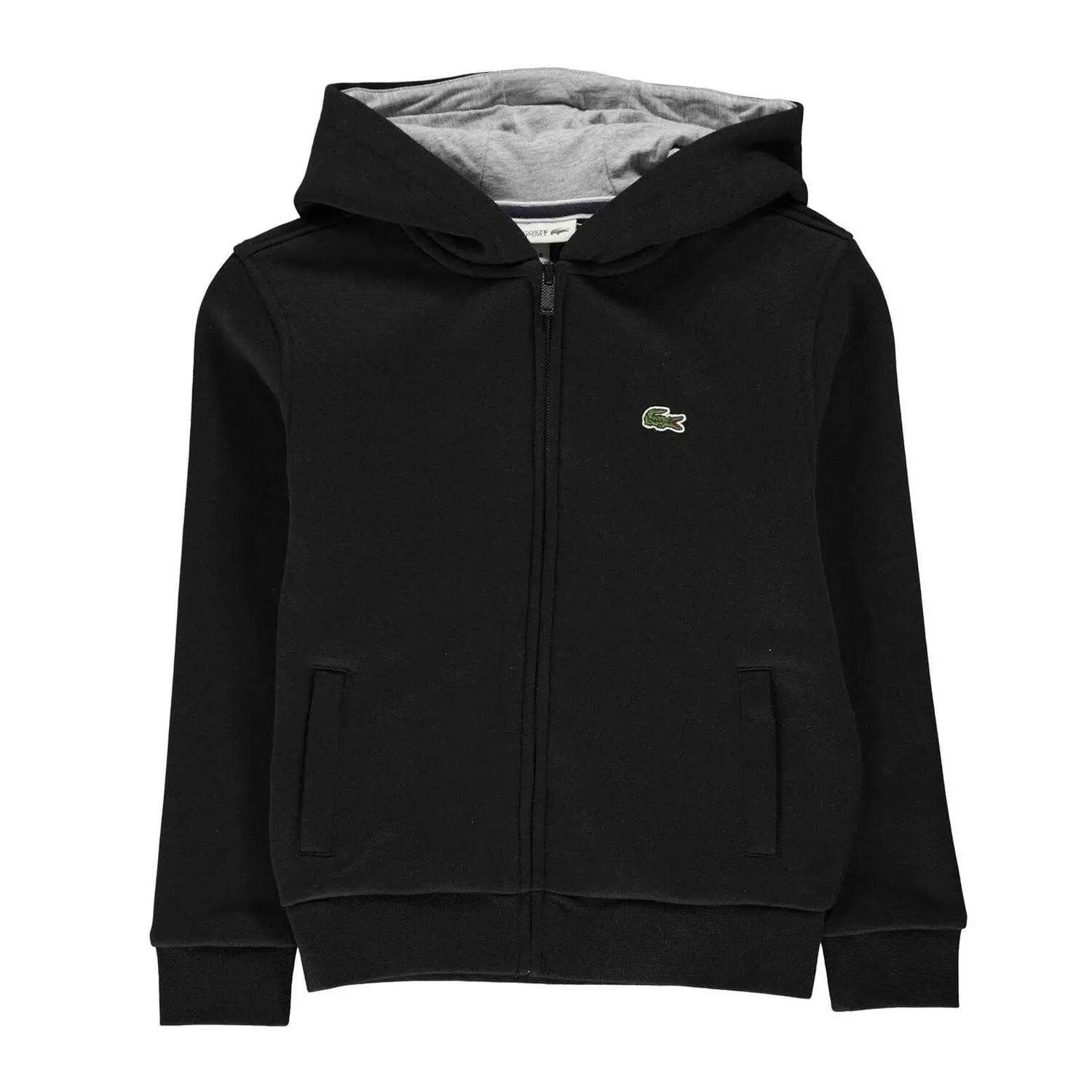 Felpa Con Cappuccio E Zip Intera Ragazzi Lacoste Basic Nero 2/3