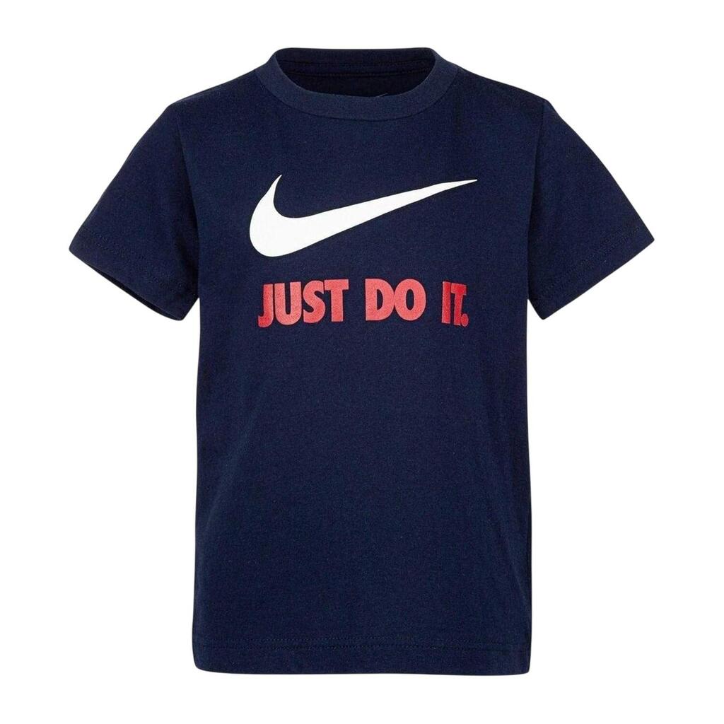 Childrens/Kids Just Do It Swoosh Crew Neck TShirt (Obsidian Blue/Uni Red)