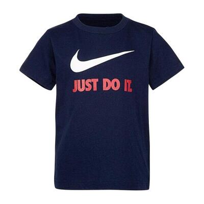 Maglietta Swoosh Girocollo Bambini Nike Just Do It Blu Ossidiana Rosso Uni