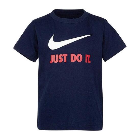 Maglietta Swoosh Girocollo Bambini Nike Just Do It Blu Ossidiana Rosso Uni