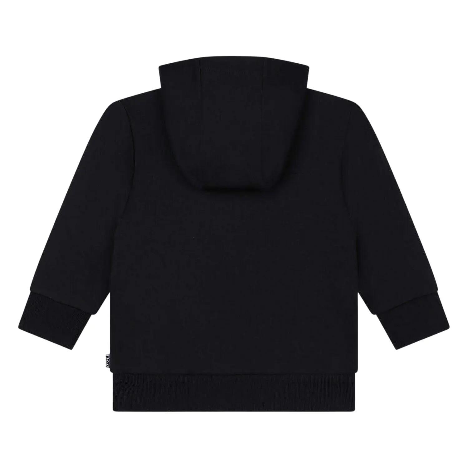Felpa Con Cappuccio E Zip Intera Atletico Regolare Logo Neonato Boss Blu Navy 2/3