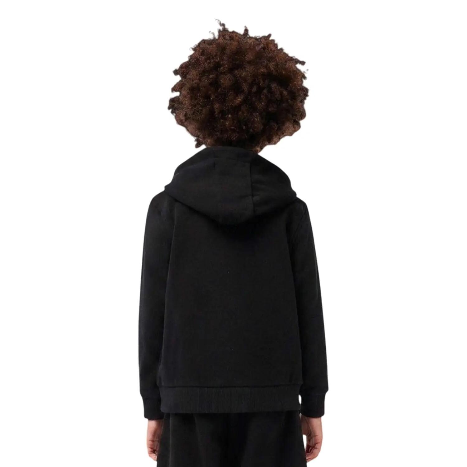 Felpa Con Cappuccio E Zip Intera Ragazzi Lacoste Basic Nero 3/3